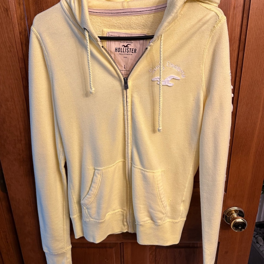 Hollister Light Yellow Hoodie with Zip